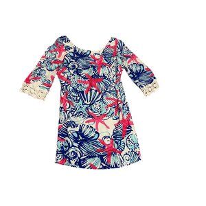 Lilly Pulitzer She She Shells Harbour Tunic Dress Blue White Pink Starfish Dress